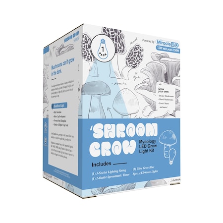 Miracle Led Shroom Grow 3-Socket Indoor Mushroom Grow Kit- 3 Blue Spec. Replace 150W LED Grow Bulbs w/ Timer 801702